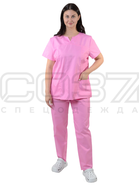 Костюм медицинский женский АР65 цв.розовый тк.панацея (2)
